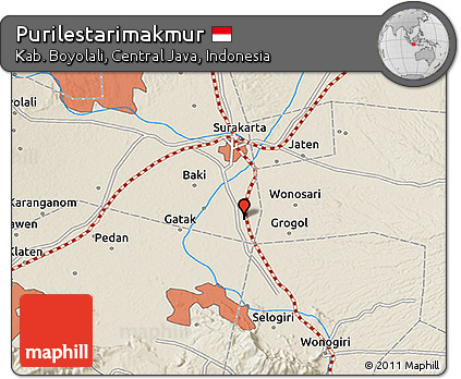 Shaded Relief 3D Map of Purilestarimakmur