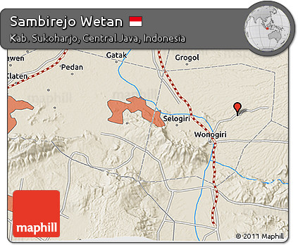 Shaded Relief 3D Map of Sambirejo Wetan