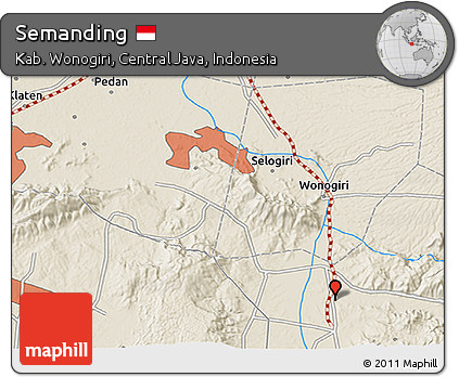 Shaded Relief 3D Map of Semanding