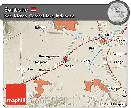 Shaded Relief 3D Map of Sentono