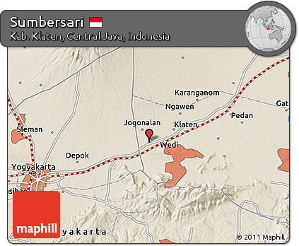 Shaded Relief 3D Map of Sumbersari