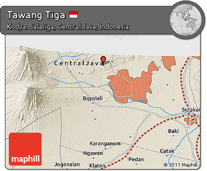 Shaded Relief 3D Map of Tawang Tiga