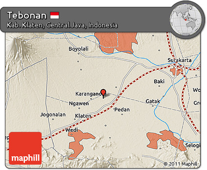 Shaded Relief 3D Map of Tebonan