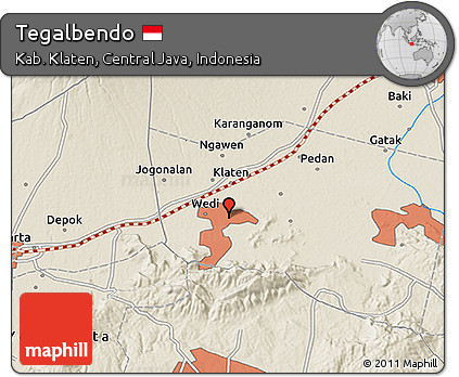 Shaded Relief 3D Map of Tegalbendo