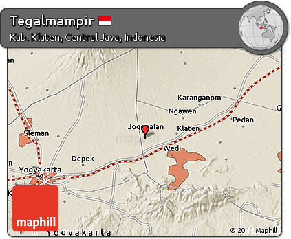 Shaded Relief 3D Map of Tegalmampir