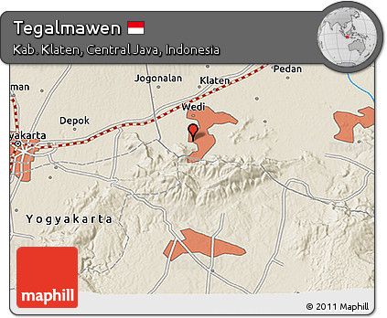 Shaded Relief 3D Map of Tegalmawen