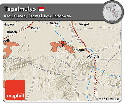 Shaded Relief 3D Map of Tegalmulyo