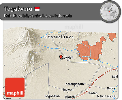 Shaded Relief 3D Map of Tegalweru