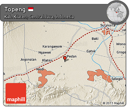 Shaded Relief 3D Map of Topeng