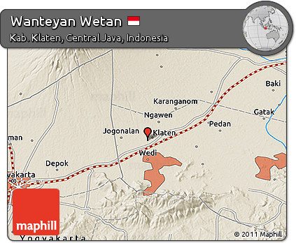 Shaded Relief 3D Map of Wanteyan Wetan