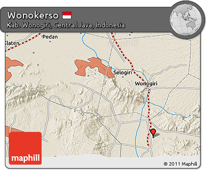 Shaded Relief 3D Map of Wonokerso