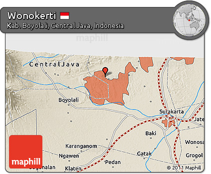 Shaded Relief 3D Map of Wonokerti