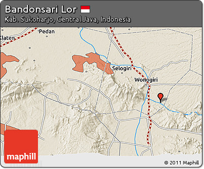 Shaded Relief 3D Map of Bandonsari Lor
