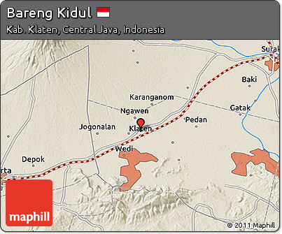 Shaded Relief 3D Map of Bareng Kidul