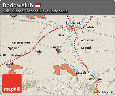 Shaded Relief 3D Map of Bodowaluh