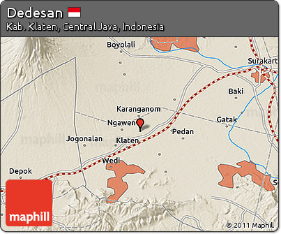 Shaded Relief 3D Map of Dedesan