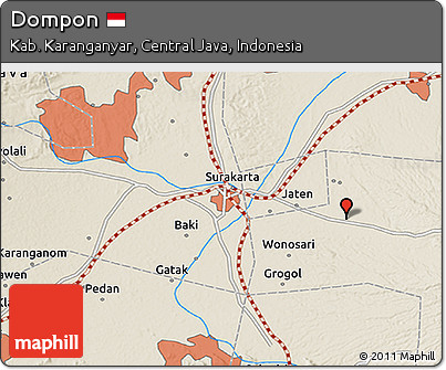 Shaded Relief 3D Map of Dompon