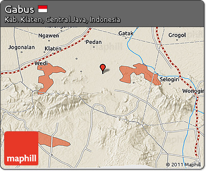 Shaded Relief 3D Map of Gabus