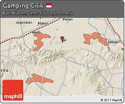 Shaded Relief 3D Map of Gamping Cilik