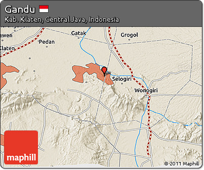 Shaded Relief 3D Map of Gandu
