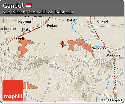 Shaded Relief 3D Map of Gandul