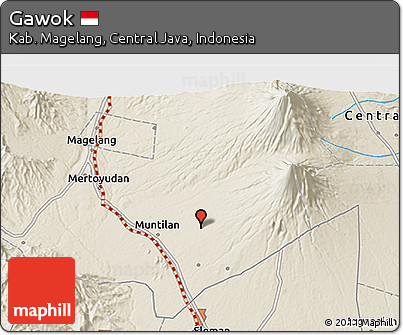 Shaded Relief 3D Map of Gawok
