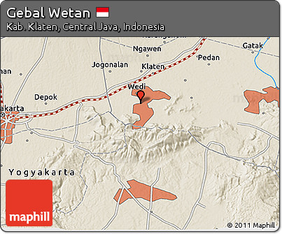 Shaded Relief 3D Map of Gebal Wetan