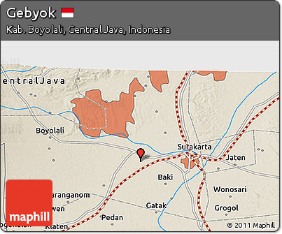 Shaded Relief 3D Map of Gebyok