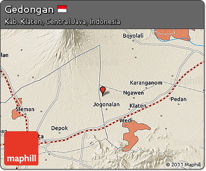 Shaded Relief 3D Map of Gedongan
