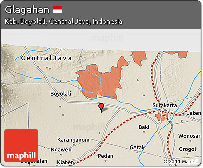 Shaded Relief 3D Map of Glagahan