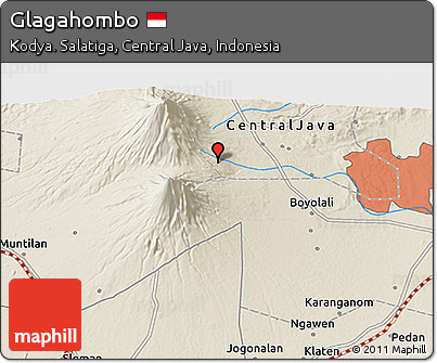 Shaded Relief 3D Map of Glagahombo