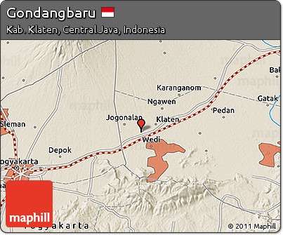Shaded Relief 3D Map of Gondangbaru