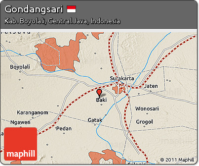 Shaded Relief 3D Map of Gondangsari