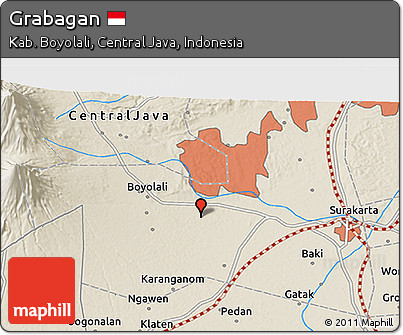 Shaded Relief 3D Map of Grabagan