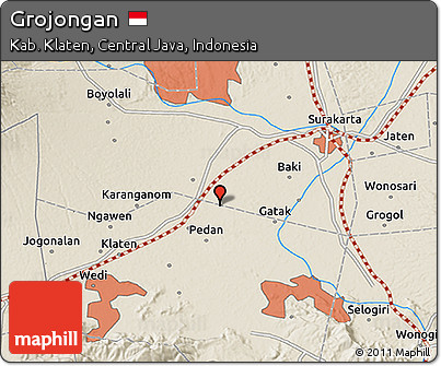 Shaded Relief 3D Map of Grojongan