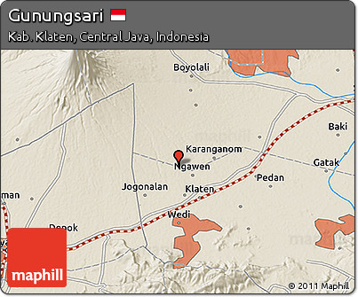 Shaded Relief 3D Map of Gunungsari
