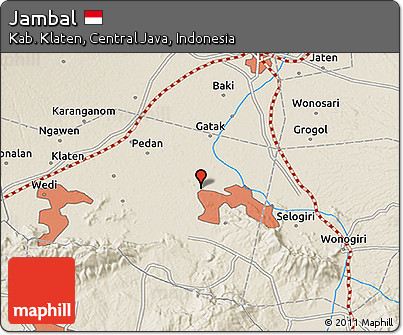 Shaded Relief 3D Map of Jambal