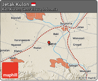 Shaded Relief 3D Map of Jetak Kulon