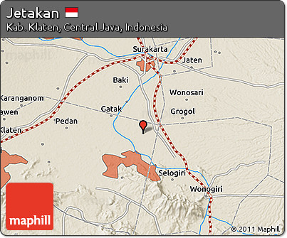 Shaded Relief 3D Map of Jetakan