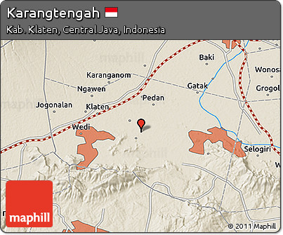 Shaded Relief 3D Map of Karangtengah