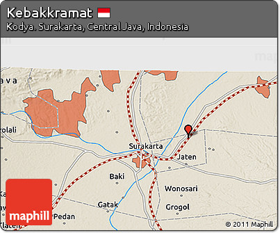 Shaded Relief 3D Map of Kebakkramat