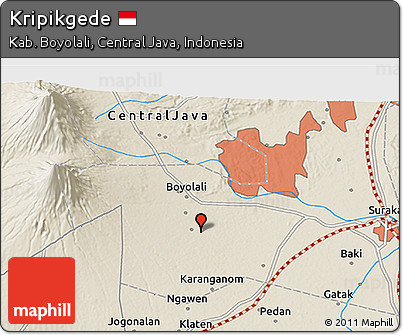 Shaded Relief 3D Map of Kripikgede