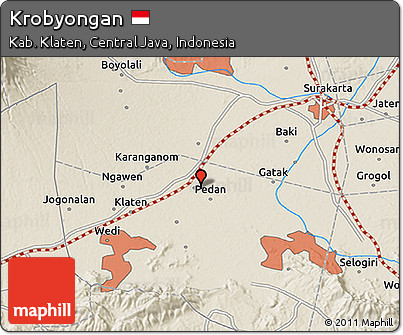 Shaded Relief 3D Map of Krobyongan
