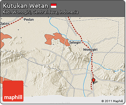 Shaded Relief 3D Map of Kutukan Wetan