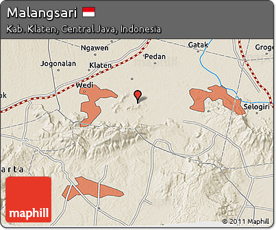 Shaded Relief 3D Map of Malangsari