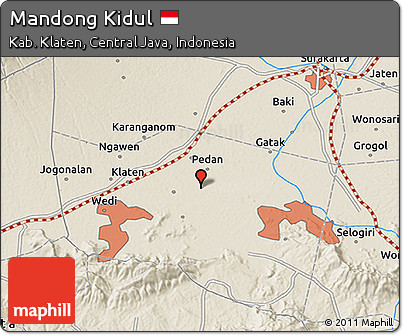 Shaded Relief 3D Map of Mandong Kidul
