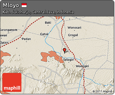 Shaded Relief 3D Map of Mloyo