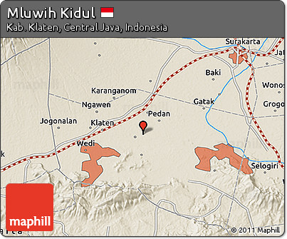 Shaded Relief 3D Map of Mluwih Kidul
