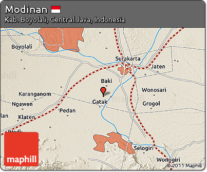 Shaded Relief 3D Map of Modinan