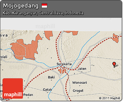 Shaded Relief 3D Map of Mojogedang